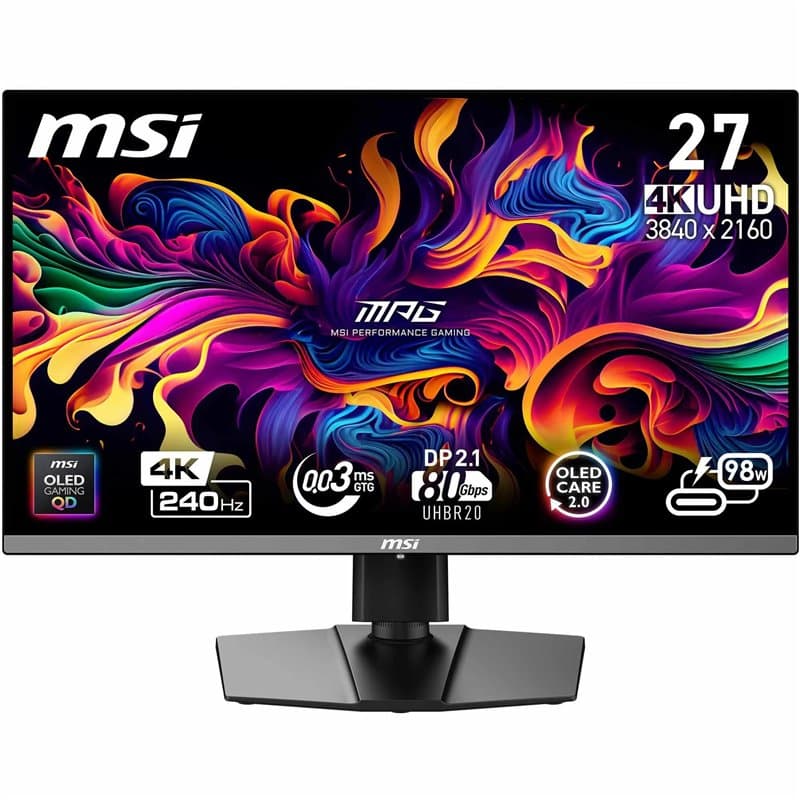 MSI MPG 272URX QD-OLED écran Gaming 27" 4K UHD - Dalle OLED 3840 x 2160, 240Hz, 0.03ms, 99% DCI-P3, ΔE≤2, DisplayHDR True Black