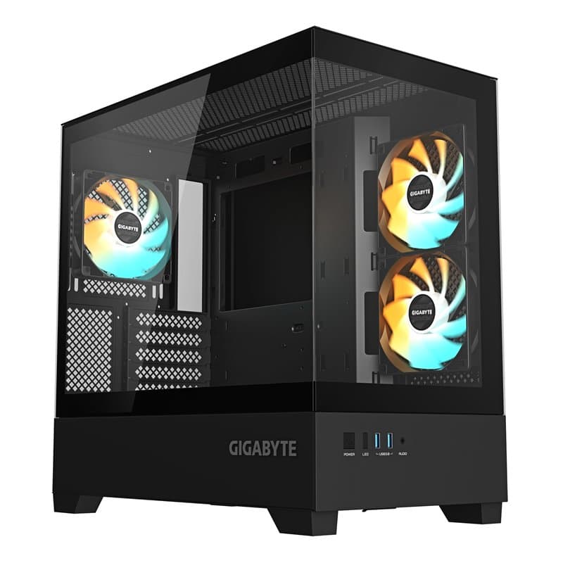 GIGABYTE C201 Panoramic Boîtier PC – Tour Moyenne, m-ATX, Prise en Charge radiateur 360 mm, 3 Ventilateurs préinstallés, USB 3.0