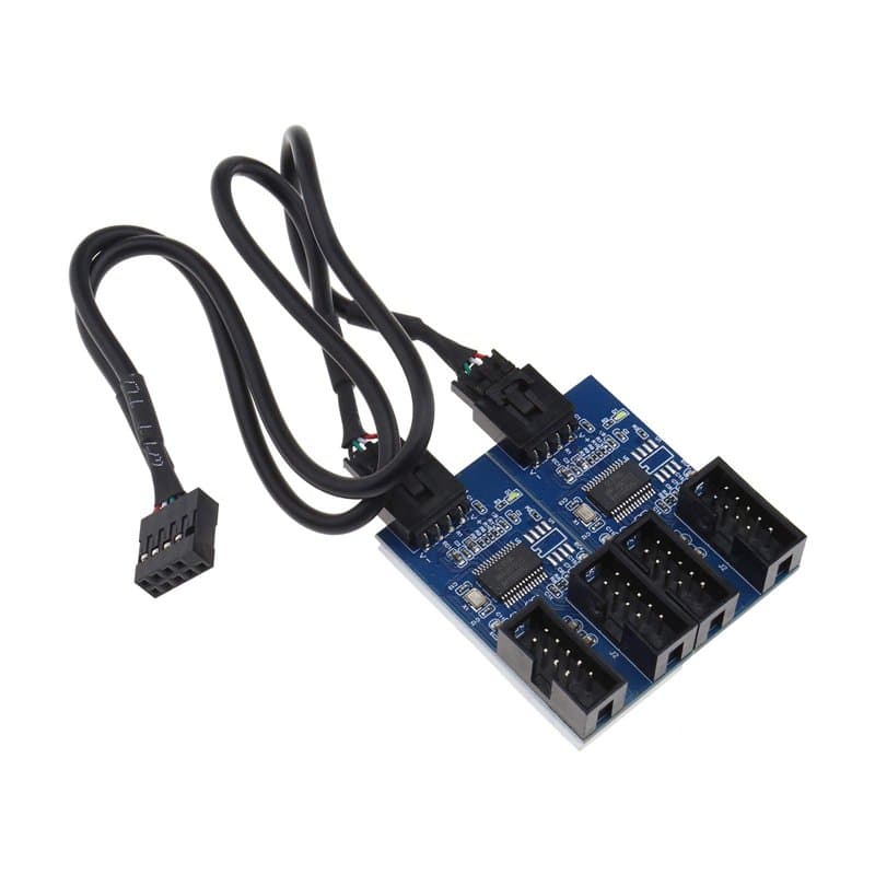 EMSea Carte Mère 9 Broches USB en-tête Multiplicateur USB 2.0 1 Mâle à 4 Ports Femelle Séparateur Adaptateur Câble d'extension C