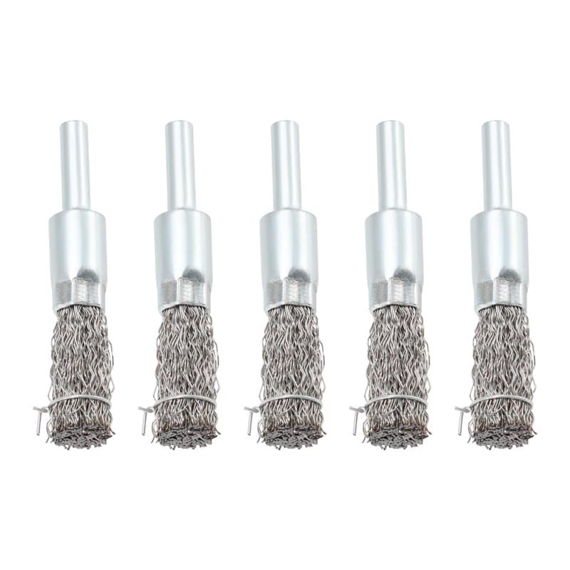 EMSea Lot de 5 brosses métalliques rondes de 12 mm pour perceuse, tige de 6 mm en acier inoxydable pour nettoyage/polissage/élim