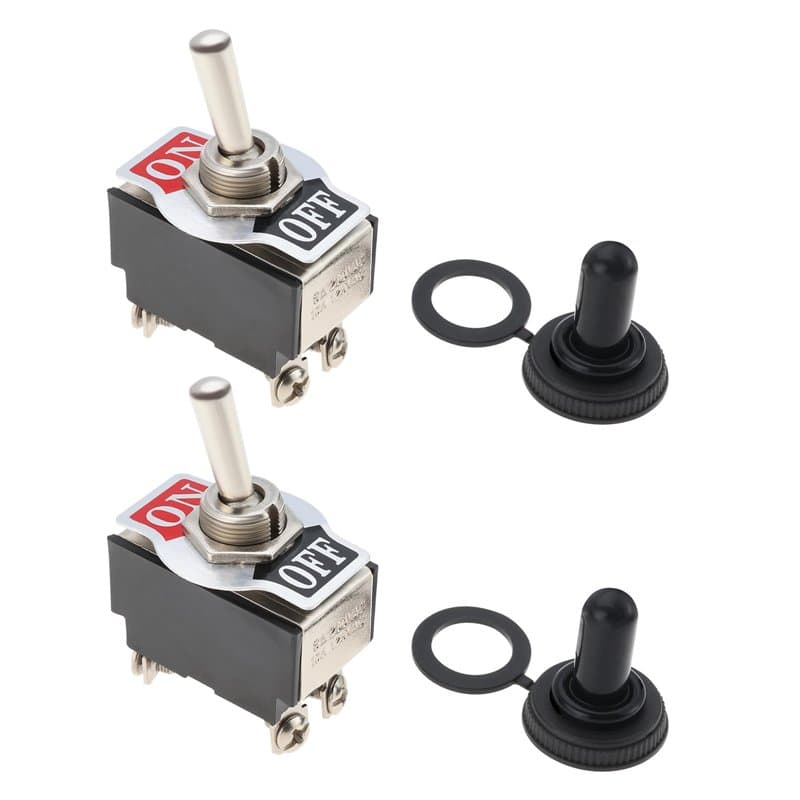 VGOL 2 Pièces Interrupteur à Bascule Double Pôle DPST on Off 53,2x33,5mm 10A 125VAC 6A 250VAC avec Capuchon Étanche en Métal Int