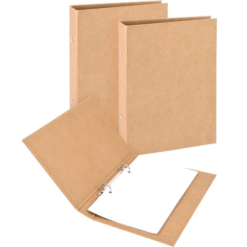 Juwacoo Lot de 2 classeurs à anneaux A5, couverture en papier kraft, classeur à anneaux DIN A5, papier kraft à 2 anneaux, dossie