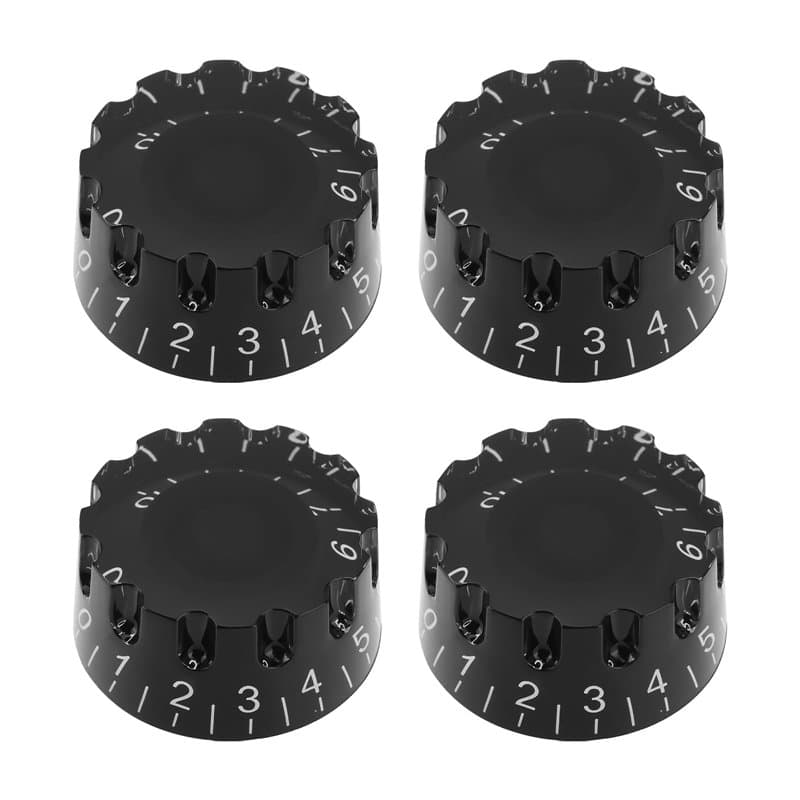 ECSiNG Lot de 4 boutons de contrôle du volume et du son de guitare crantés pour 244 pots à arbre fendu USA (impérial) compatible