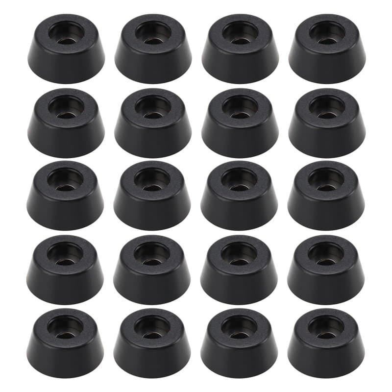 SG Store 20 Pièces Pieds en Caoutchouc pour Enceintes 17x8x16mm Ouverture 4,3mm avec Rondelle Métallique Pieds de Meubles Ronds
