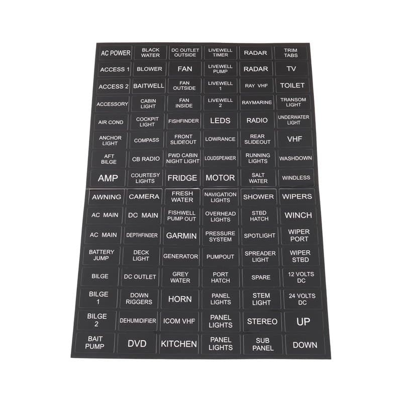 Briny River Lot de 96 Autocollants pour Interrupteurs 1,3 X 2,5 Cm en Vinyle pour Tableau de Bord électrique de Bateau