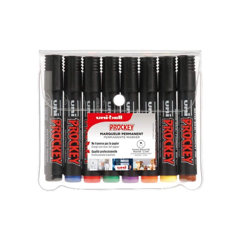 Uni Ball - Uni Mitsubishi Pencil - Marqueur Permanent Inodore Uni Prockey PM126 - Base Eau, Sans Alcool - Pointe Biseautée Large