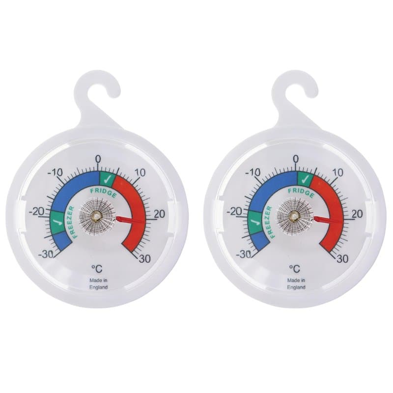Lot de 2 thermomètres de réfrigérateur à cadran de 65 mm avec zones colorées