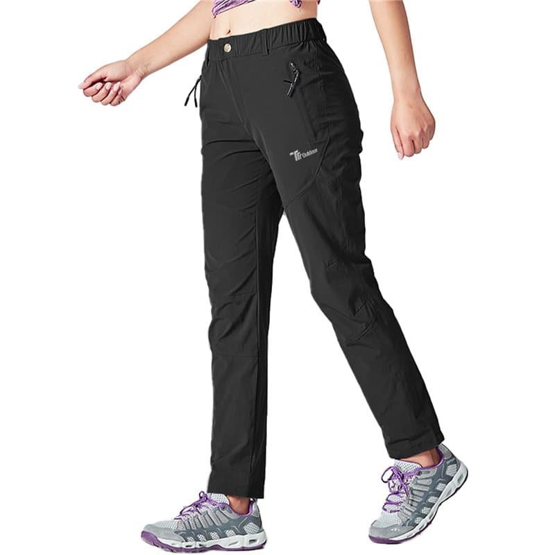 YSENTO Pantalon de randonnée pour femme - Imperméable - Séchage rapide - Stretch - Avec poches zippées, Noir , S