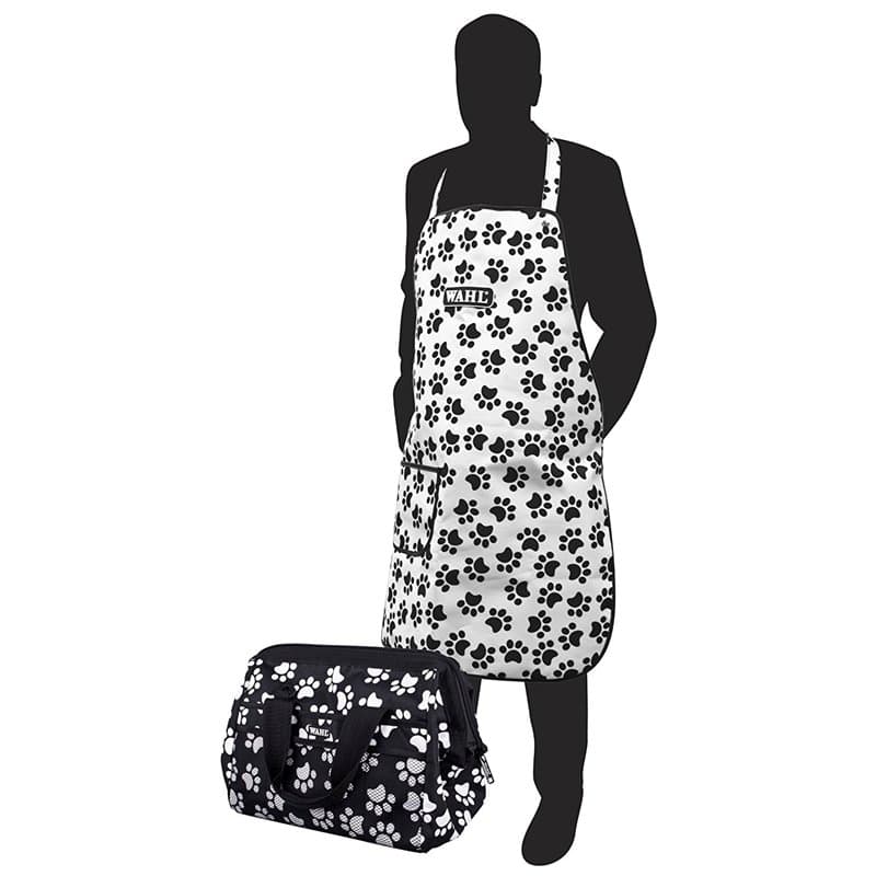 Wahl Ensemble Sac et Tablier de toilettage Motif Empreintes de Pattes
