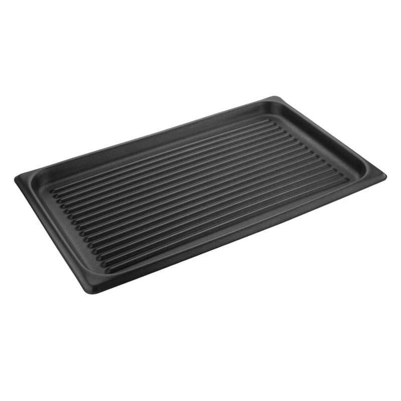Vogue Plaque de cuisson à rainures en aluminium anti-adhésive, taille : 30 (H) x 530 (L) x 325 (P) mm, matériaux : aluminium end