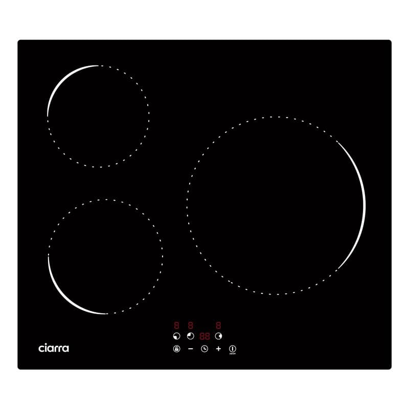 Ciarra CABBIH3-C Plaque à Induction Encastrable 59 cm, 9 Niveaux de Puissance, Verre Microcristallin, Tactile, 5600W, 3 Zones, M