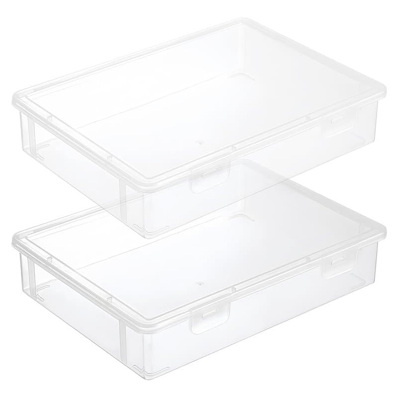 Litinliv 2 Pièces Boîte D'archives Transparente, Boîtes de Rangement de Fichiers A4, Boite de Classement Plastique,Organisez et