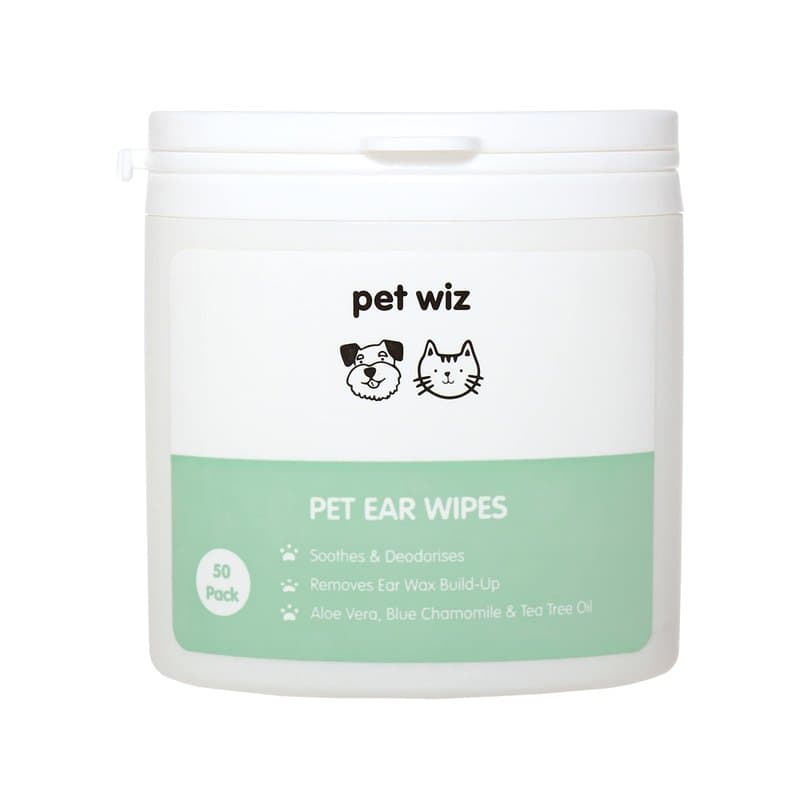 pet wiz Lingettes auriculaires pour chiens et chats Nettoyer, apaiser et désodoriser avec des ingrédients actifs naturels aloe v