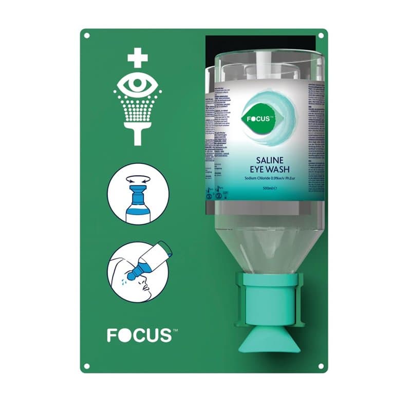Station Murale De Lavage D'Urgence Focus Avec Support - Traitement Efficace et Stérile pour les Yeux, Facilement fixable au mur,