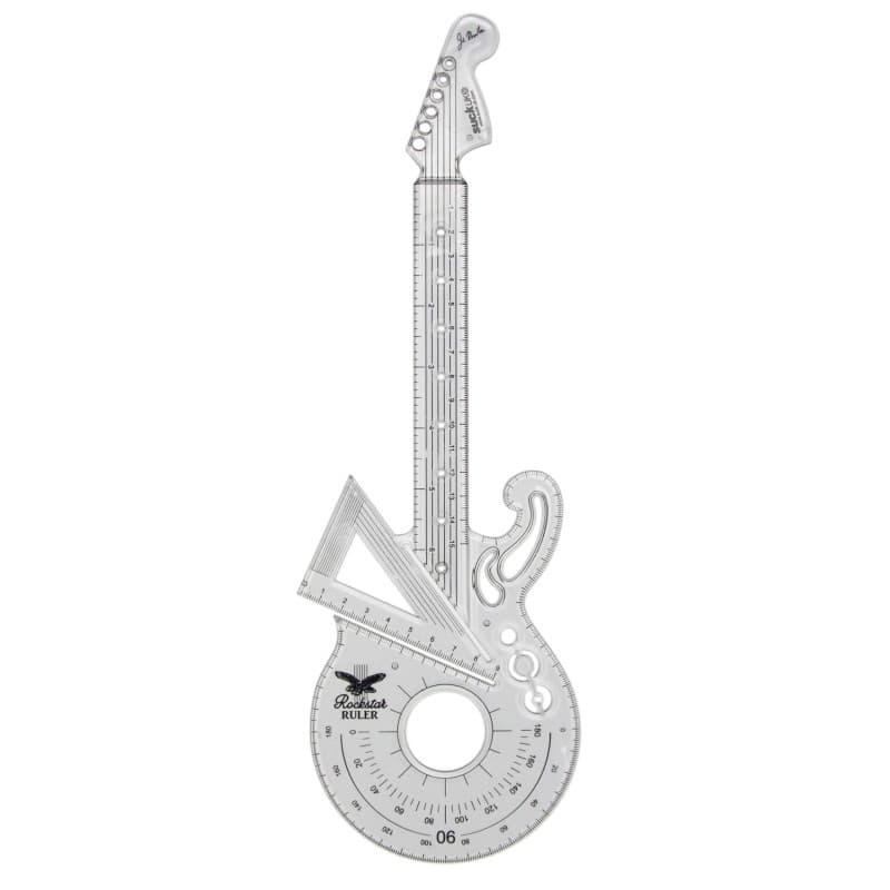 Suck UK Rockstar Règle de 15 cm, rapporteur et équerre 60° Ensemble de géométrie Transparent Incassable Règle de mathématiques e