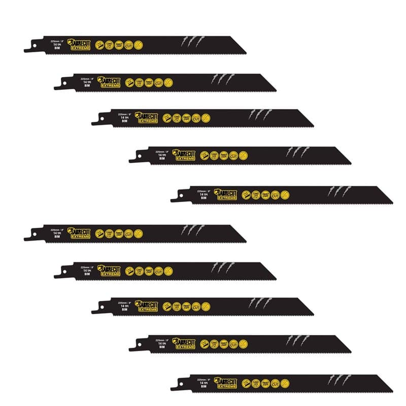 10 x SabreCut SCRS1122BF_10 225 mm 14 TPI S1122BF Lames de scie sabre à coupe rapide pour bois et métal compatibles avec Bosch D