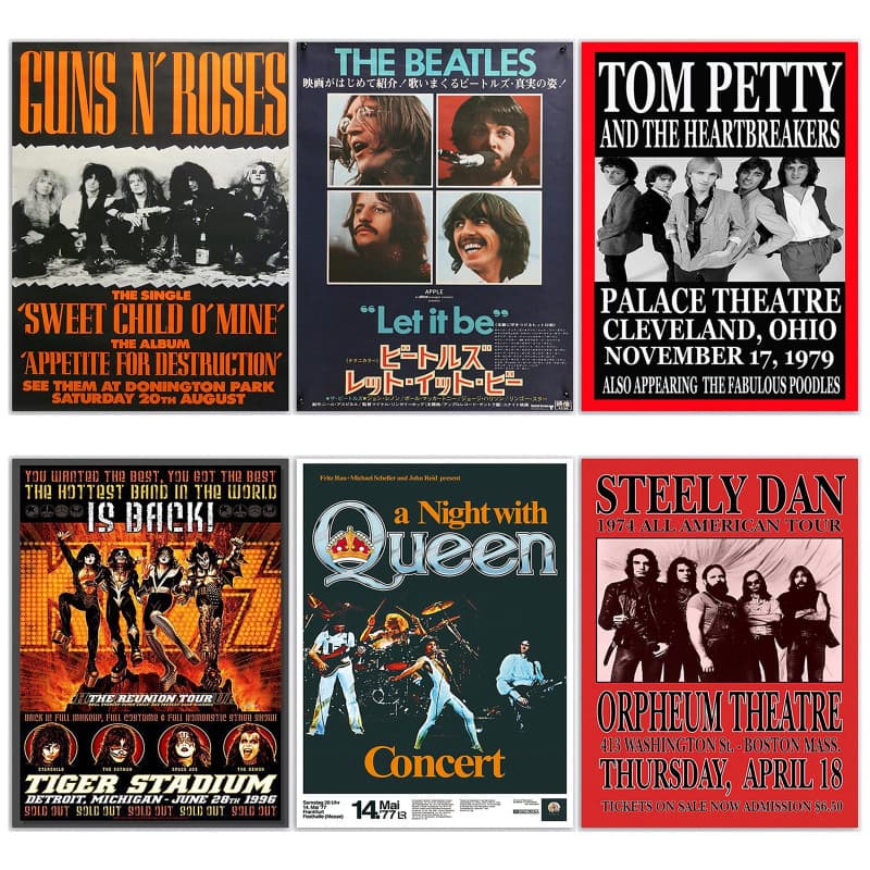 6 PCS d'Album de Band, Affiches Esthétiques de Groupe de Rock pour Chambre, Kit de Collage Mural Vintage, Impressions sur Toile