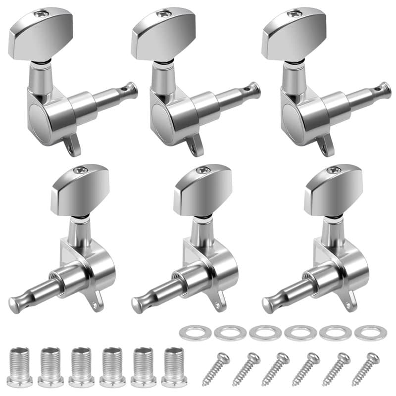 Vesaneae 6 Pièces 3L3R Mécaniques pour Guitare Chromées, Guitare Accordeurs,Chevilles de Guitare,Touches De Réglage De Guitare,T