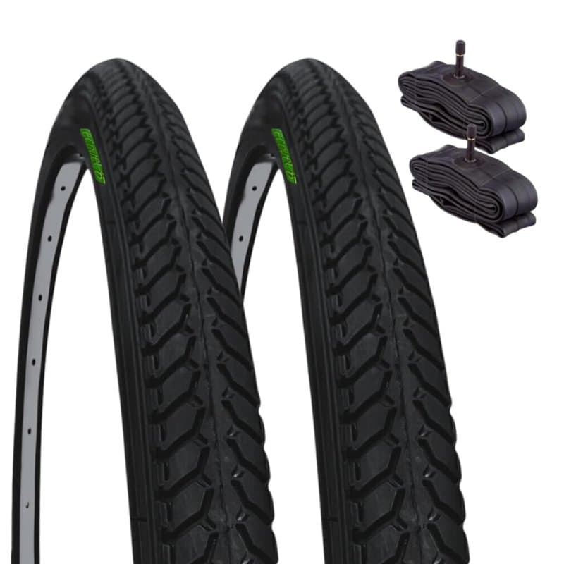 Lot de 2 pneus 700 x 35 C (37 – 622) + 2 chambres à air avec valve SCHRADER AMÉRIQUE pour vélo City Bike Trekking COUNTRY Noir 2