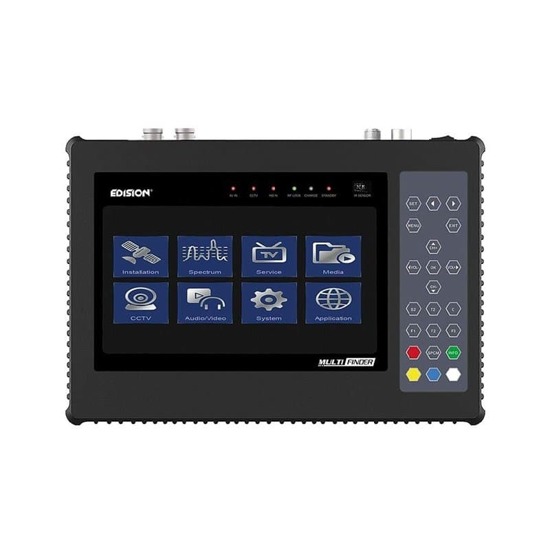 EDISION MULTI-FINDER Mesureur de Champ DVB-S/S2, DVB-T/T2, DVB-C, CCTV Testing, H265 HEVC, Noir
