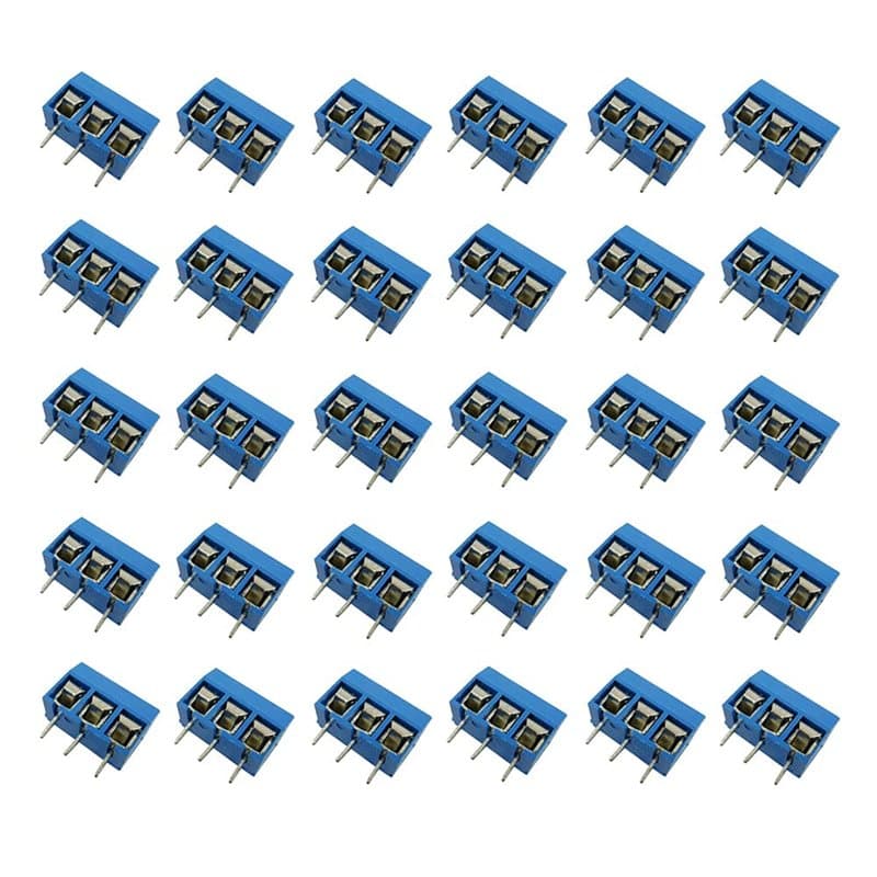 Aihasd 30 pièces KF301-3P Terminal à vis Panneau de jonction PCB Pitch 5.08mm 3 Pin Terminal d'impression 300V 16A
