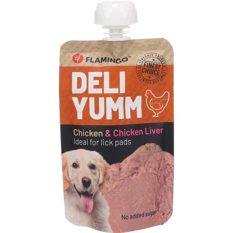 Flamingo Friandises Deli Yumm Pâté avec Poulet et Foie 90g - Gourmand, Crémeux et Riche en Protéines - Idéal pour Chiens de Tous