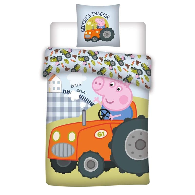 036 Peppa Pig Parure de lit réversible, Housse de Coussin 40 x 60 cm + Housse de Couette 100 x 135 cm, 100% Coton Eco-Tex