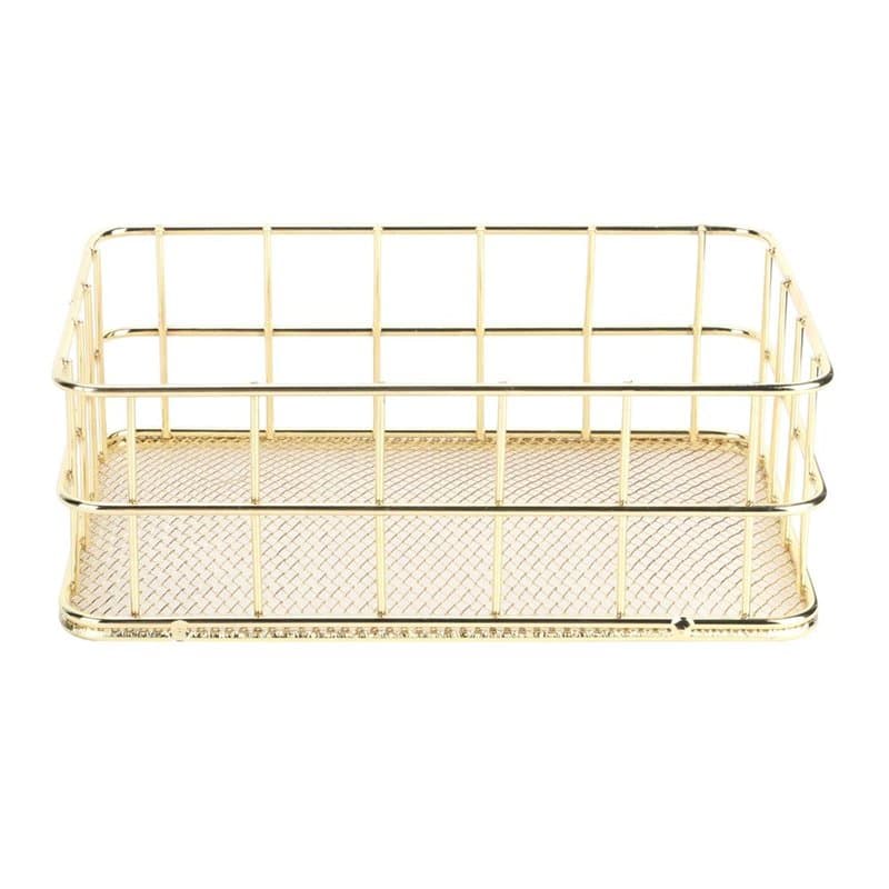BuyWeek Panier de Rangement, Organisateur de Rangement de Bureau en Treillis métallique Durable Multifonction doré pour Un Usage