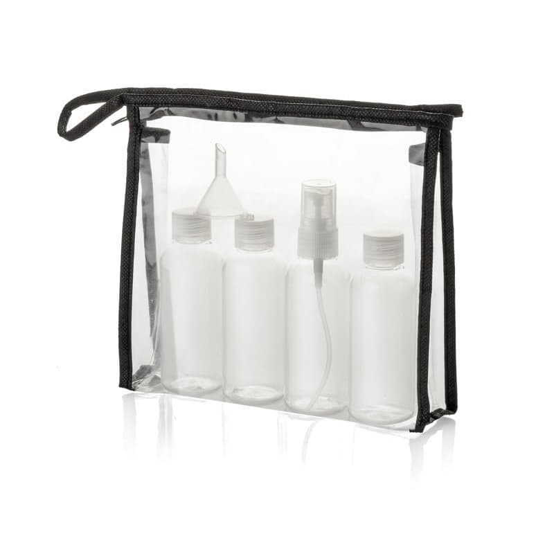Wpro Sacs de Toilette 2en1 & Bouteille Voyage mis 4 conteneurs liquides 1l