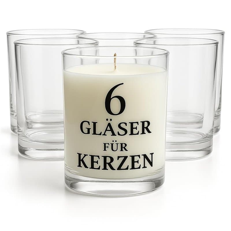 Glasmark KROSNO 1992 Lot De 6 Pots en Verre Transparent Pour Fabrication de Bougies Bricolage 275 ml