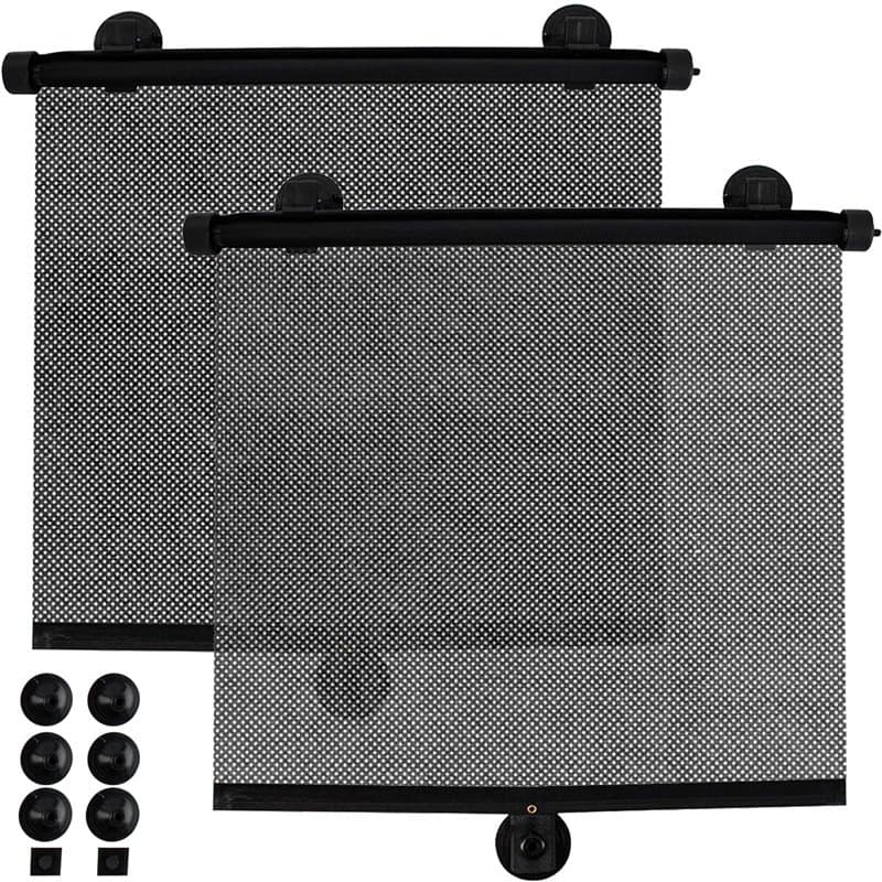 Xtrobb 23497 Lot de 2 stores pare-soleil universels avec ventouses pour vitre arrière de voiture pour bébé, enfant, animaux dome
