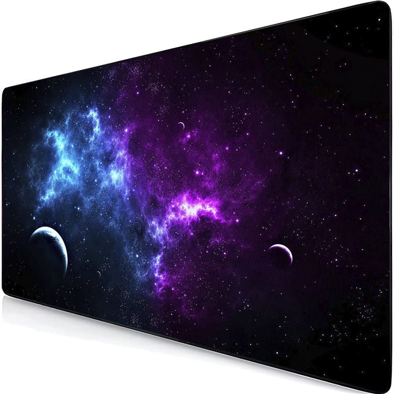 Retoo Tapis De Souris Gaming XXL, 800 mm x 400 mm, Base Antidérapante, Modèle D'espace, Mouse Pad avec Coutures sur Les Bords, G
