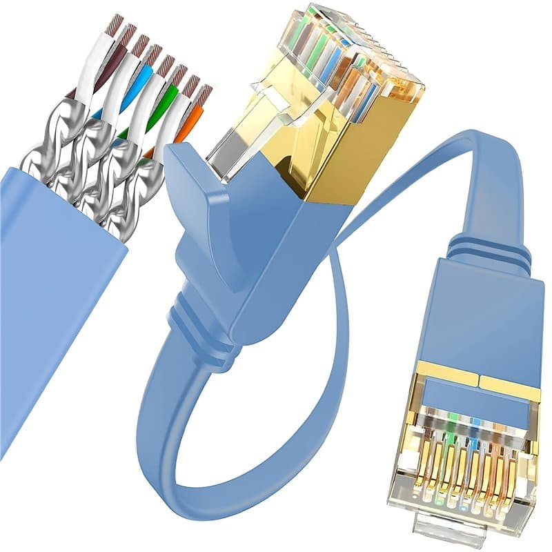 Retoo Cat 7 Câble Ethernet 5m, Snowkids Haute Vitesse Réseau 1Gbit/s Plat Nylon Patch Câble STP LAN Câble Ethernet RJ45 Compatib