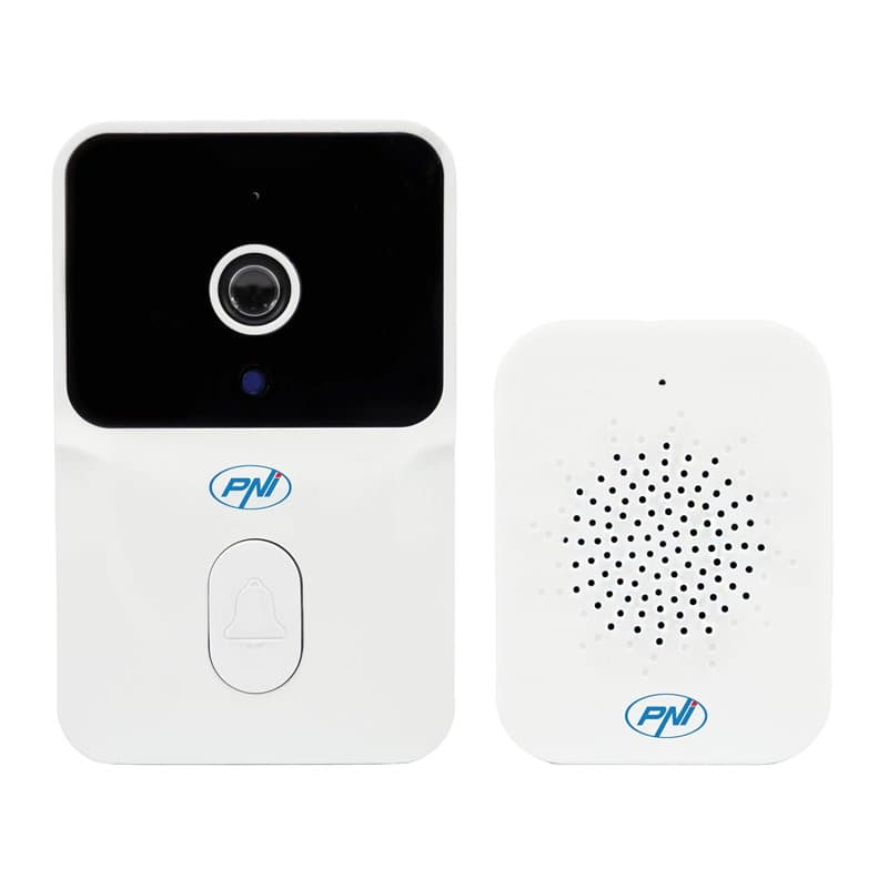 PNI Safe House Sonnette vidéo IDB12, Vision Nocturne, IP54, Batterie intégrée, contrôle avec Application Tuya