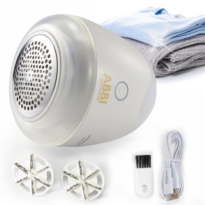 Rasoir Anti-bouloche ABBI Essentiels - USB Rechargeable, 2 Lames de Rechange, Pochon de Rangement | Pulls Vêtements Canapés Tiss