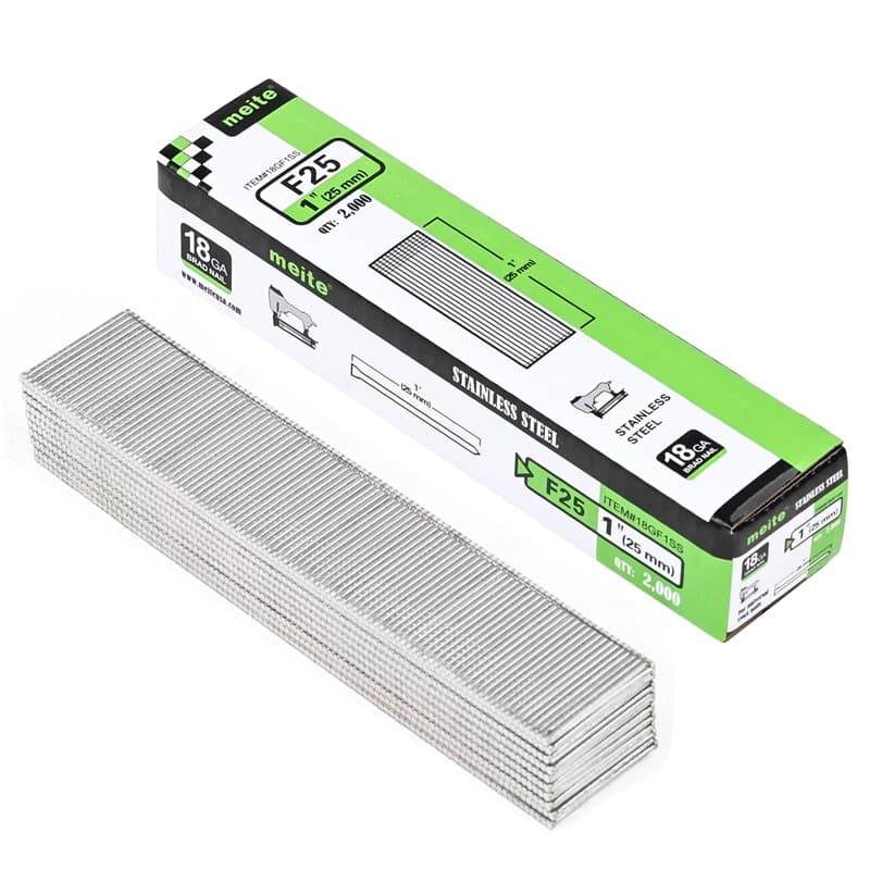 meite Clous brad en acier inoxydable 18 gauge, Type 18G/25 mm, clous brad 18GA en acier inoxydable 304 pour cloueuse pneumatique