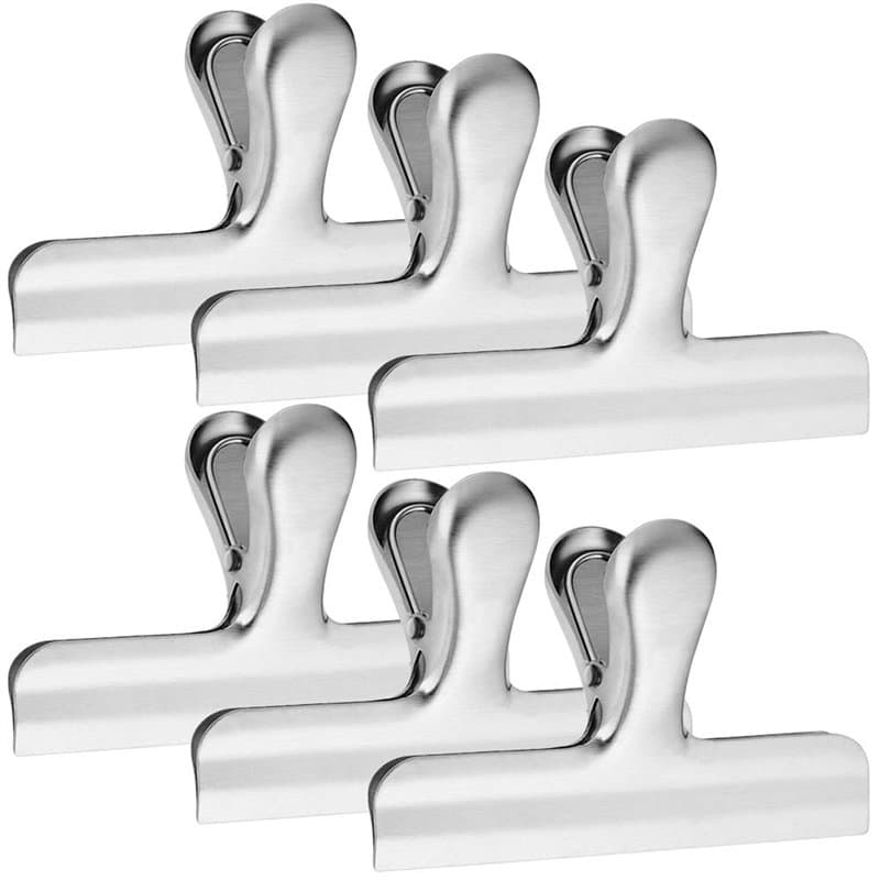 YuCool Lot de 6 pinces à frites en acier inoxydable, 11,9 cm de large pour le stockage des aliments, grande poignée en papier du