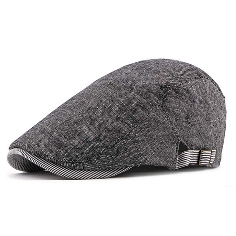 EQLEF Béret Classique Gris foncé pour Homme en Coton et Lin pour Les Saisons du Printemps,été et Automne