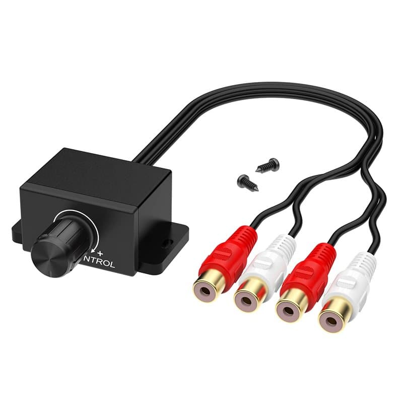 Chelink - Amplificateur audio de voiture RCA avec boutons de contrôle du volume et gain -espace pour auto, moto, haut-parleurs,
