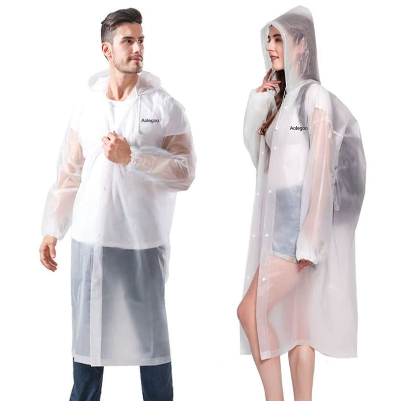 Aolegoo 2 Poncho de Pluie, Cape de Pluie EVA Réutilisable, Adulte Unisexe, Camping, Voyage, Activités de Plein Air (as4, alpha,