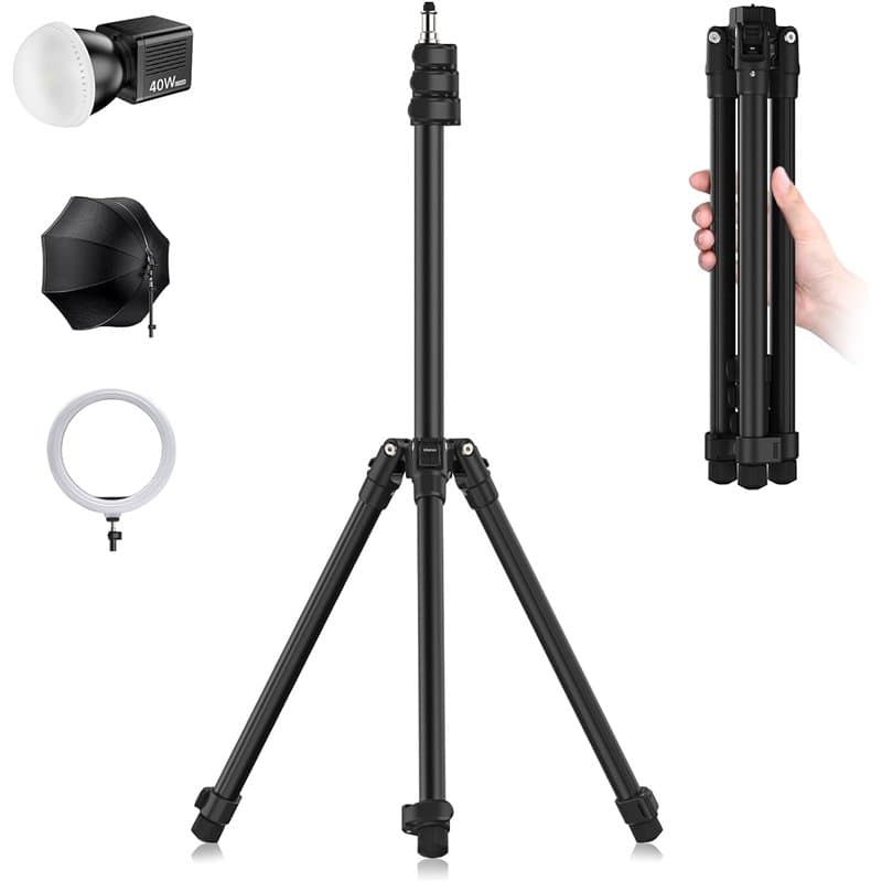 Ulanzi TT43 1.9m Trépied de Lampe en Aluminium, Support pour Appareil Photo et éclairage Vis 1/4" Trépied Pliant Réversible Char