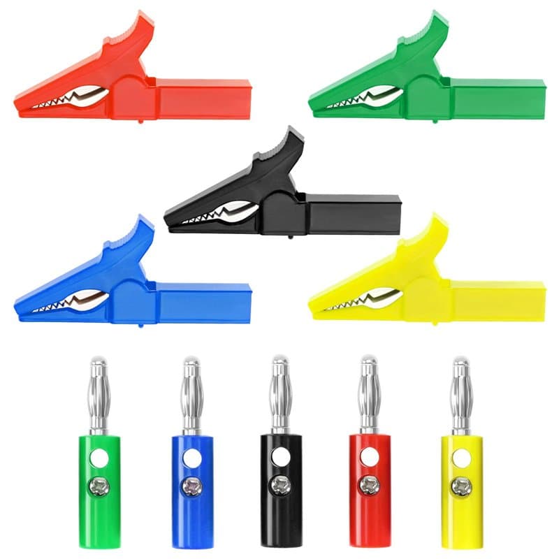 Create idea 5 sets Pinces Crocodiles avec Fiches Bananes de 4mm 220V 30A Pinces Crocodiles de Protection Complètes Isolées Pince