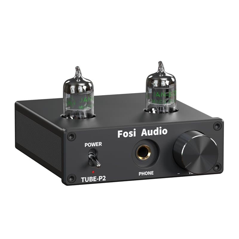 Fosi Audio P2 Valve Amplificateur de Casque 5725 W Préamplificateur à Tube sous Vide, Mini Audio Stéréo Hi-FI avec Protection de