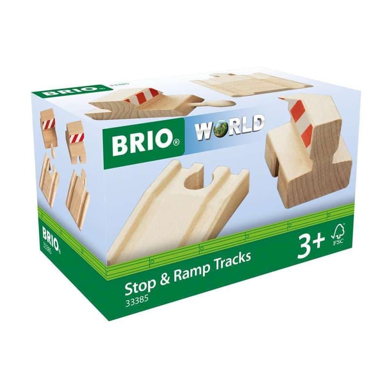 BRIO World - 33385 - Lot de 2 Rampes et 2 Butoirs - Accessoire pour circuit de train en bois - Jouet pour garçons et filles à pa