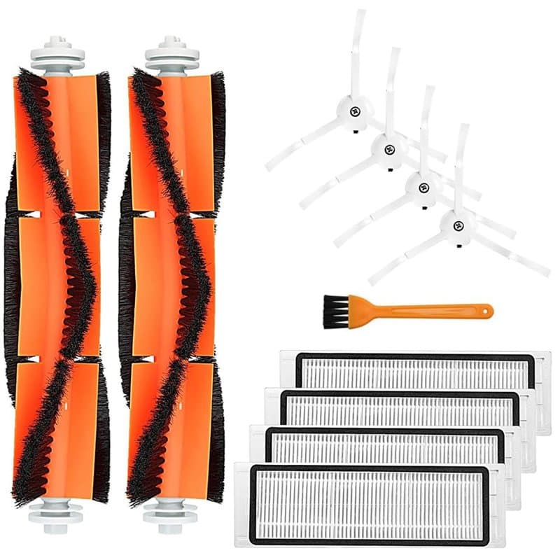 INF Accessoires de rechange pour Xiaomi Roborock E4, S5, S50, S51, S55, 11 pièces, 2 brosses à rouleau, 4 brosses latérales, 4 f