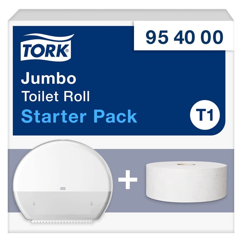 Tork Pack de démarrage pour distributeur murale de papier toilette rouleau Jumbo blanc T1, grande capacité, gamme Elevation, dis