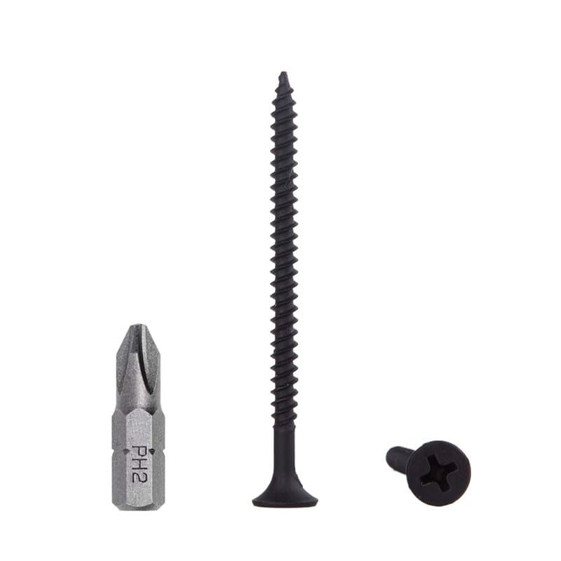 Lot de 100 vis en acier carbone phosphate noir 3,5 x 55 mm pour cloison sèche, filetage fin, tête de bugle Phillips, fixations p