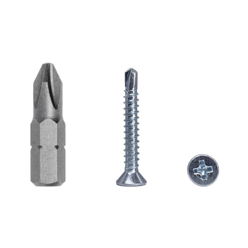 Lot de 100 vis à tôle auto-foreuse DIN 7504 P en acier zingué 3,5 x 25 mm, vis à tôle auto-foreuse (PH cruciforme, tête fraisée