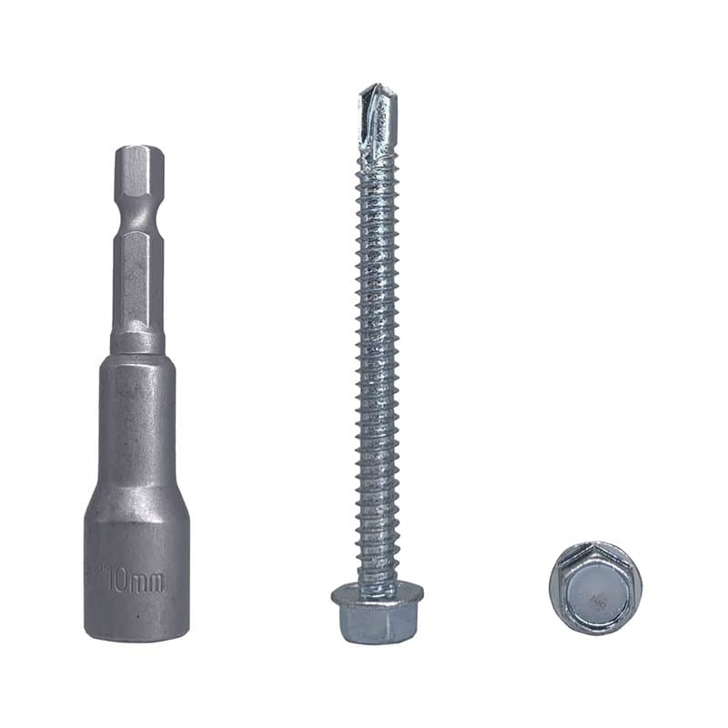 Lot de 100 vis DIN 7504 K en acier zingué 6,3 x 70 mm, vis autoperceuses à tôle autoperceuse, tête de rondelle hexagonale, auto-