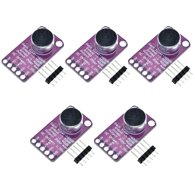 TECNOULAB 5 pièces Module de Carte d'amplificateur de Microphone MAX9814 contrôle Automatique du Gain, AGC Electret
